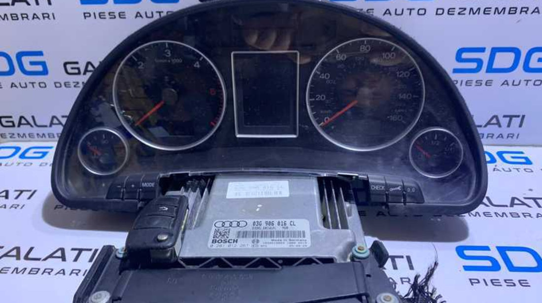 Kit Pornire ECU Calculator Motor Cip Cheie si Imobilizator Audi A4 B7 2.0 TDI BLB 140CP 2005 - 2008 Cod 03G906016CL 0281012267