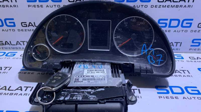 Kit Pornire ECU Calculator Motor Cip Cheie si Ceas Ceasuri Bord Audi A4 B7 2.0 TDI BRE 2005 - 2008 Cod 03G906016LR 0281013888
