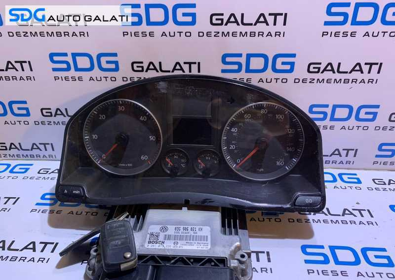 Kit Pornire ECU Calculator Motor Cip Cheie si Imobilizator cu Ceas Ceasuri Bord VW Golf 5 1.9 TDI BXE 77KW 105CP 2004 - 2008 Cod 03G906021KH 0281013226 [L2255]