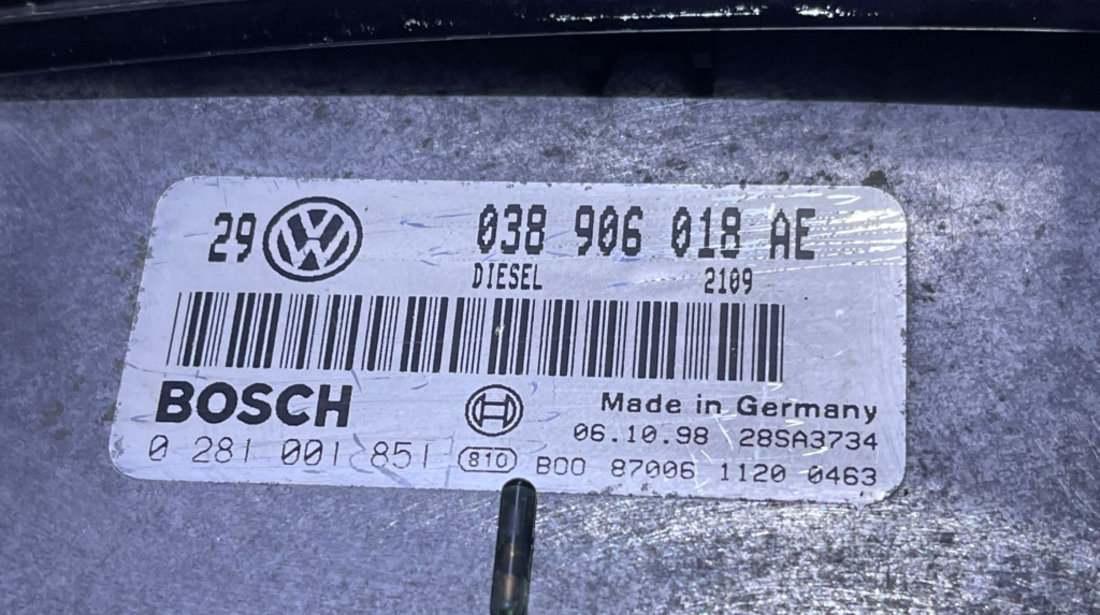 KIt Pornire ECU Calculator Motor Cip Cheie Imobilizator Volkswagen Bora 1.9 TDI ALH 1999 - 2005 Cod 038906018AE 0281001851