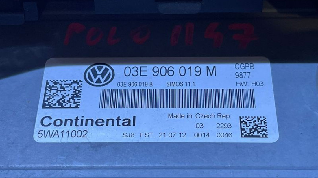 Kit Pornire ECU Calculator Motor Cip Cheie Imobilizator VW Polo 6R 1.2 CGPA 2010 - 2015 Cod 03E906019M 03E906019B