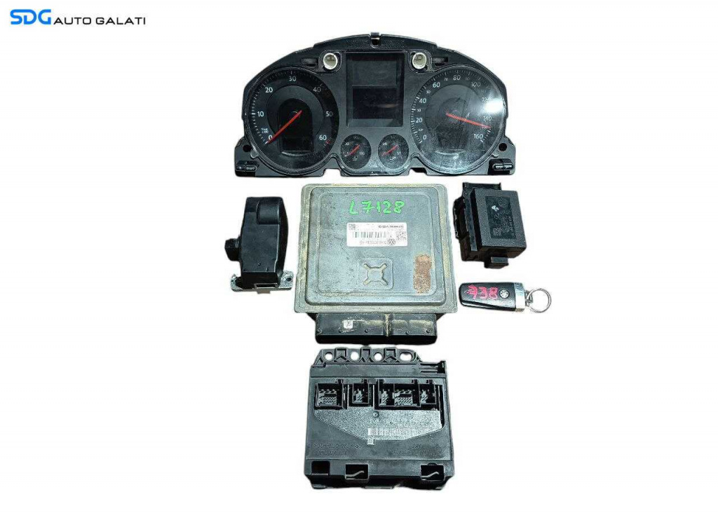 Kit Pornire ECU Calculator Motor Cip Cheie Ceasuri Bord Volkswagen Passat B6 2.0 TDI 2005 - 2010 Cod 03G906018AS 5WP45514AH A2C53194181 3C0905843R 3C0959433R [L7128] [L7129]