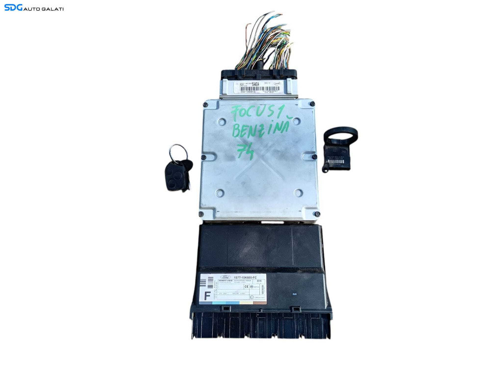 Kit Pornire ECU Calculator Motor Cip Cheie Imobilizator Ford Focus 1 1.6 Benzina 1998 - 2004 Cod 2S4A-12A650-UC 1S7T-15K600-FC 98VP-15607-AB [LC1733]