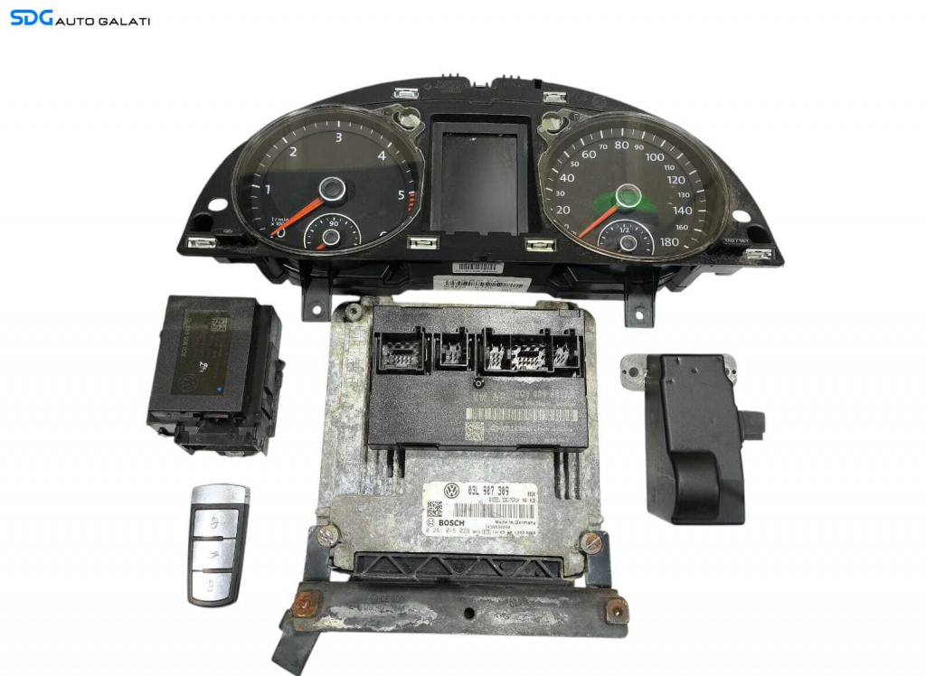 Kit Pornire ECU Calculator Motor Cip Cheie Ceasuri Bord Volkswagen Passat CC 2.0 TDI CBAB 2008 - 2012 Cod 03L907309 0281015029 3C8920970L 3C0905843Q 3C0905861H [LC2092]