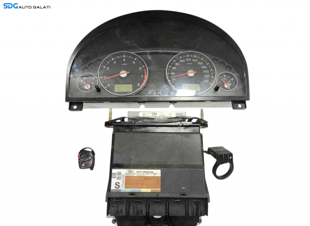 Kit Pornire ECU Calculator Motor Confort Ceas Ceasuri Bord Cititor Cheie Cheie CIP Imobilizator Ford Mondeo MK3 2.0 TDCI 2000 - 2007 Cod 3S7A-12A650-LA 3S7T-15K600-SA 98VP-15607-AB 3S7T-10849-FC [L7492] [L7493]
