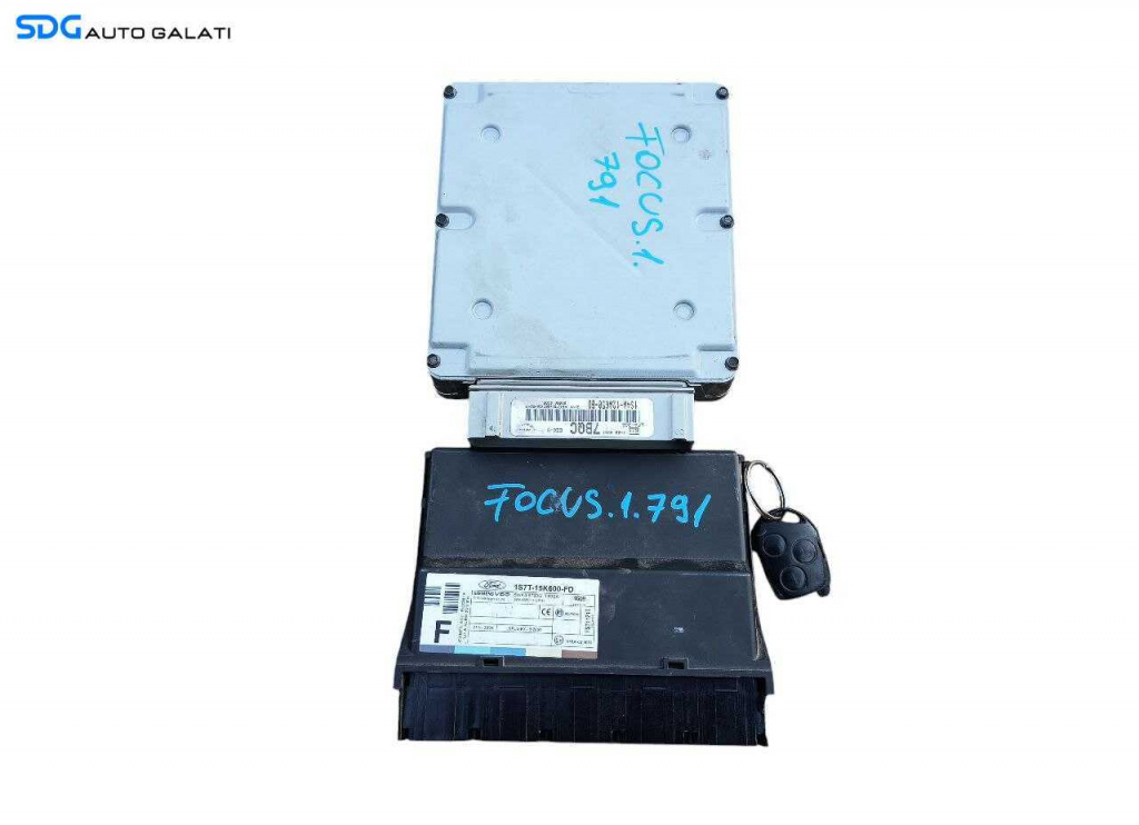 Kit Pornire ECU Calculator Motor Confort CIP Imobilizator Ford Focus 1 1.8 TDCI 1998 - 2005 Cod 1S4A-12A650-BD 1S7T-15K600-FD [L6802]