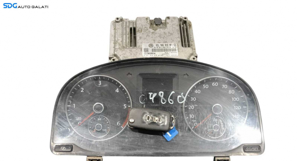 Kit Pornire ECU Calculator Motor cu Cip Cheie si Ceas Ceasuri Bord Volkswagen Caddy 3 2.0 TDI CFHC 2011 - 2015 Cod 03L906018NF 0281018030 [M8700]