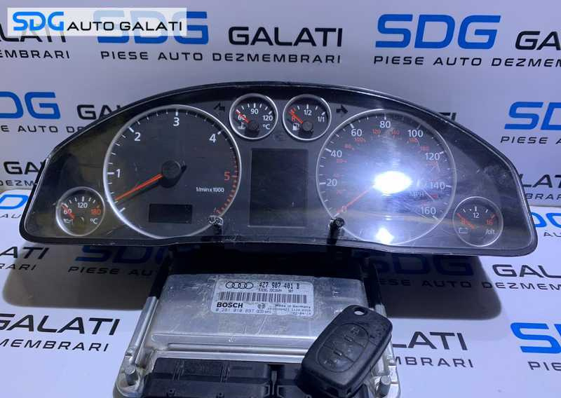 Kit Pornire ECU Calculator Motor cu Cip Cheie si Ceas Ceasuri Bord cu Imobilizator Audi A6 C5 2.5 TDI AKE 1998 - 2005 Cod 4Z7907401B 0281010897 [LC1336]