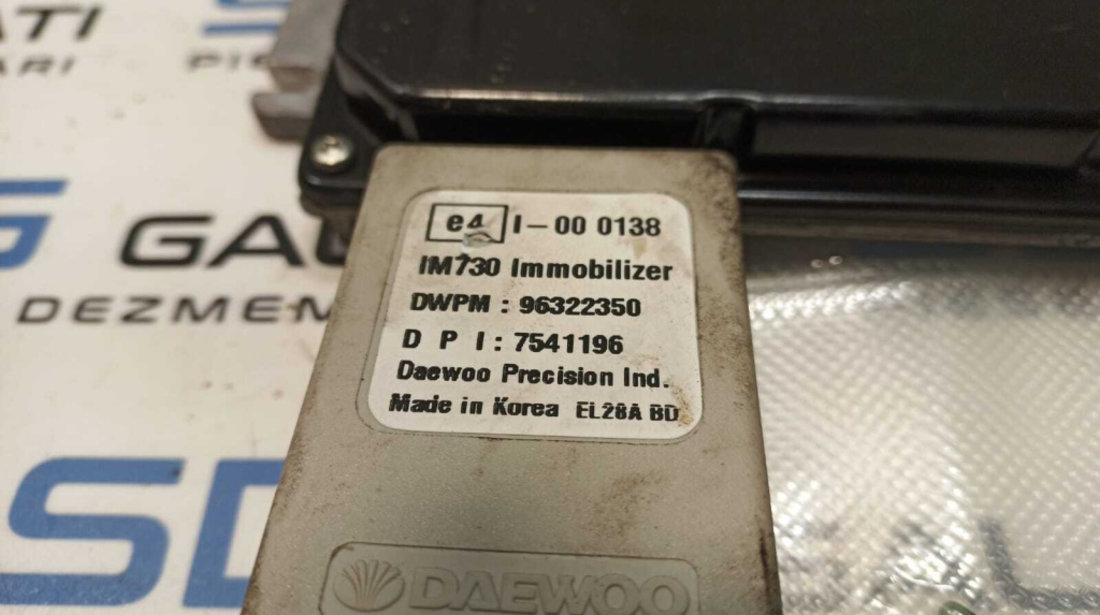 KIT Pornire ECU Calculator Motor Daewoo Matiz 1998 - 2006 Cod 96291050 96322350 [L0126] [L0127]