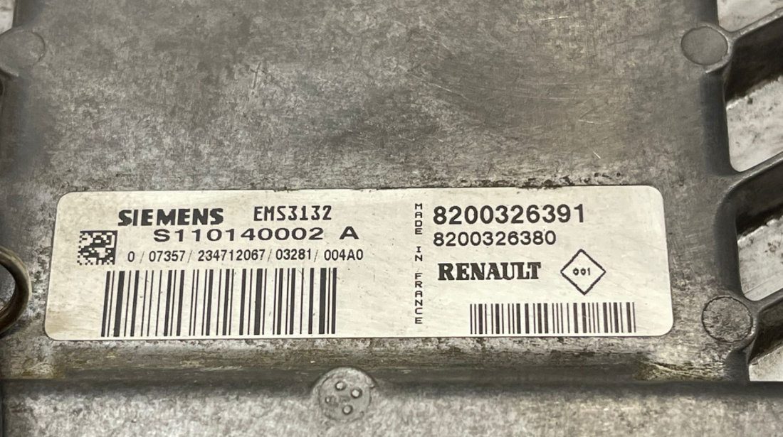 Kit Pornire ECU Calculator Motor Renault Symbol Thalia 1.4 2001 - 2012 Cod 8200326391 8200326380 S110140002A S110140002 [2002]