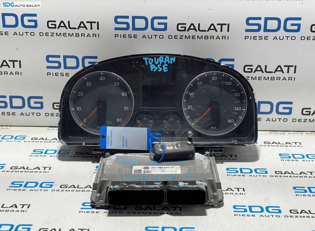 Kit Pornire ECU Calculator Motor Siemens VDO Ceas Ceasuri Bord Cheie Cheie CIP Imobilizator Volkswagen Touran 1.6 BSE 2003 - 2010 Cod 06A906033GD 5WP40489 [L3141] [L3142]