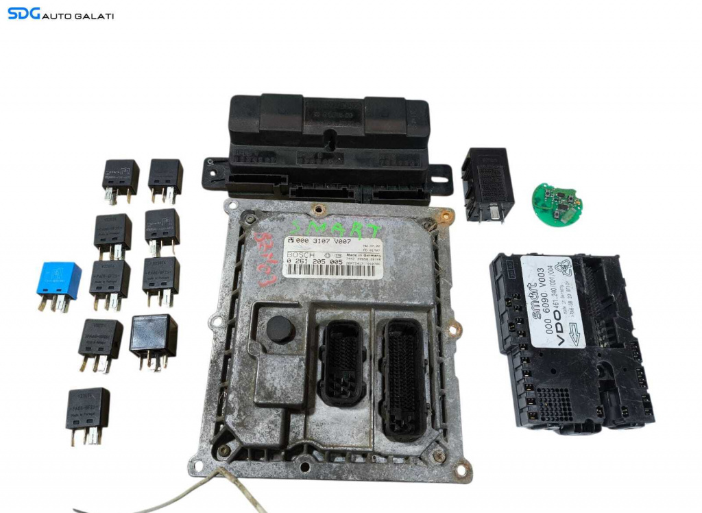Kit Pornire ECU Calculator Motor Tablou Panou Sigurante Confort Releu Relee Cheie Cheie CIP Imobilizator Smart Fortwo 0.6 Benzina 1998 - 2006 Cod 0003107V007 0261205005 0003027 0006090V003 [LR1632] [LR1633]