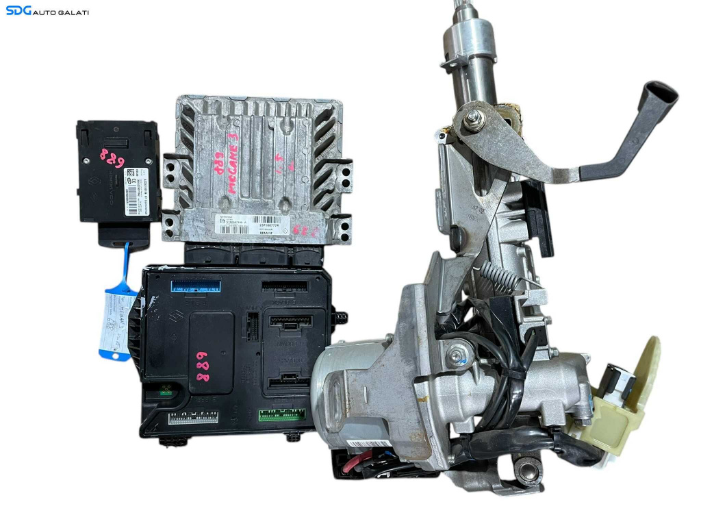 Kit Pornire ECU Calculator Motor UCH Blocator Ax Coloana Volan Cititor Cheie Cheie Cartela CIP Imobilizator Renault Megane 3 1.5 DCI 2008 - 2015 Cod 237100777R 237100777 S180067109A S180067109 237100033R 284B13640R [LR0069] [LR0070]
