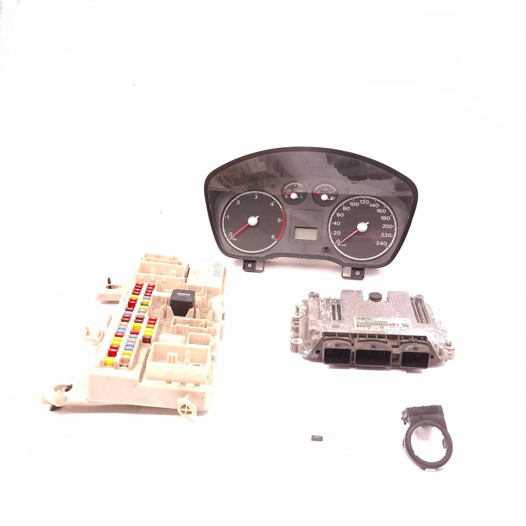 Kit Pornire Ford Focus Mk 2 2005-2010 1.6 Tdci Hhda Motorina Calculator Motor Ceas Bord Chip Cheie Cititor Cheie Panou Sigurante 4M5112A650Ye, 0281011701, 2S6T15607Bc, Vp2S6F-15607-Bc, 2S6T-15607-Bc, 1039S00455, 30S519099501, 5R20541, E11A000280, E11