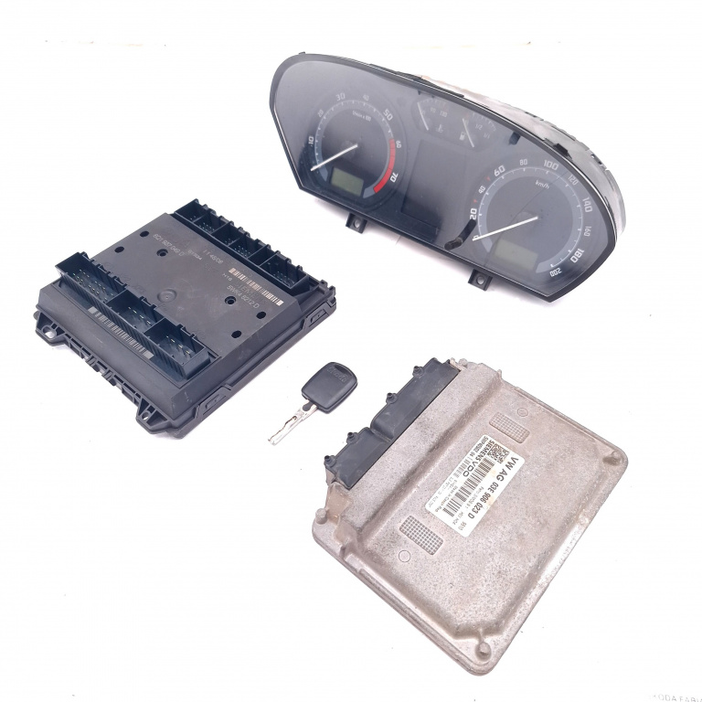 Kit Pornire Skoda Fabia 1 1999-2007 1.2 Bme Benzina Calculator Motor Ceas Bord Cheie Chip Cheie 03E906023D, 6Q1937049D, 6Y0920883M, 03E906023 D, 03E 906 023 D, 5Wp4050204, 5Wk48212D, 110080253035 Siemens Vdo