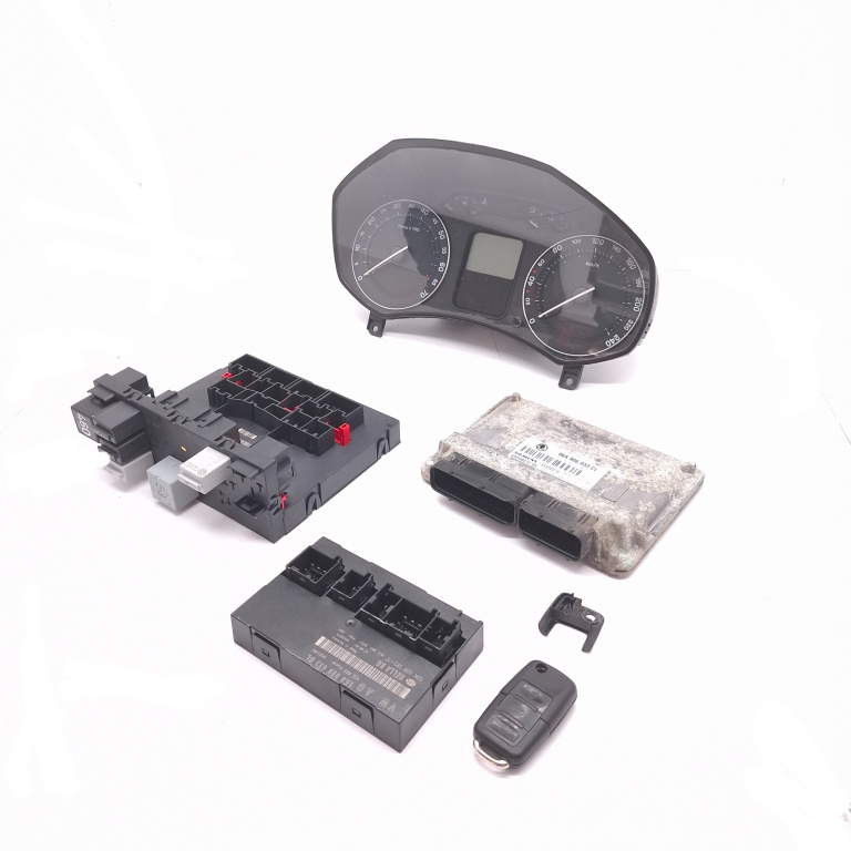 Kit Pornire Skoda Octavia 2 (1Z) 2004-2013 1.6 Bgu Benzina Calculator Confort Calculator Motor Ceas Bord Cheie Panou Sigurante 06A906033Cl, 1K0937049S, 1K0959433Bl, 5Wp4021303, 28000674, 01276327, 5Dk00858317, V3558396, Sw036500, Hwf3240, Hwa0303, 1Z