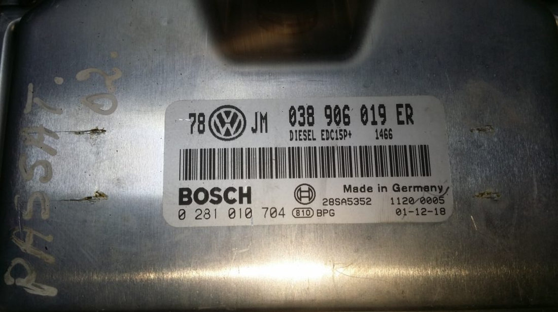 Kit pornire VW Passat 1.9 tdi 0281010704, 038906019ER, motor AWX,