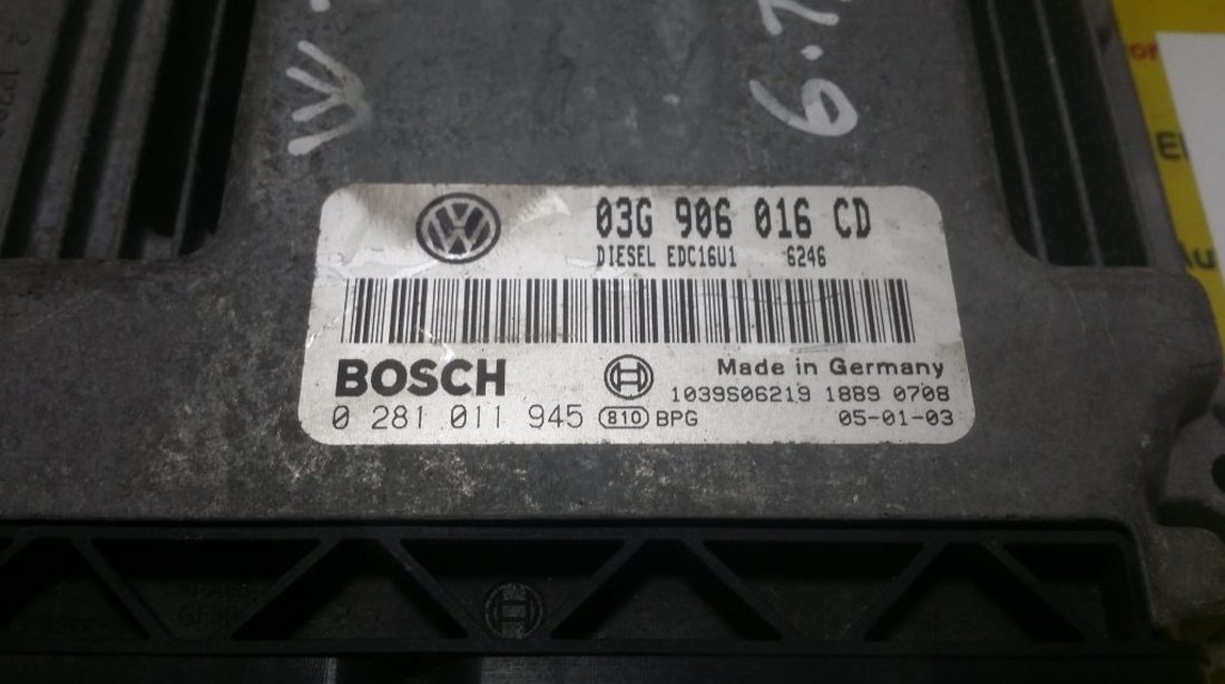 Kit pornire VW Touran 1.9 tdi 0281011945, 03G906016CD, motor BKC