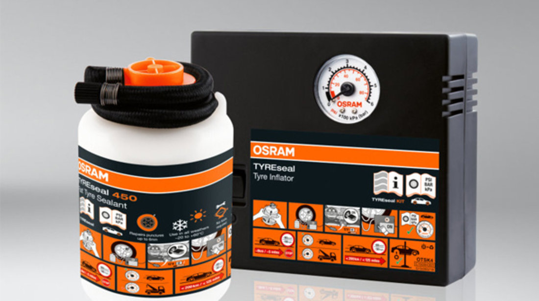 Kit Reparatie Anvelope (compresor + Spray Reparatie Anvelope) Tyreseal Kit Osram Ams-osram OTSK4