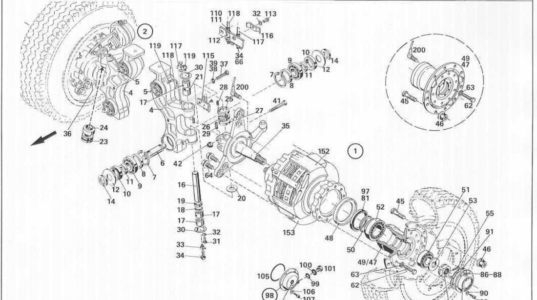 Kit reparatie ax inferior fuzeta punte fata Setra 315 (poz.6+7+8+9+10+11+12+14) MERCEDES OE 107-24.11.106-08