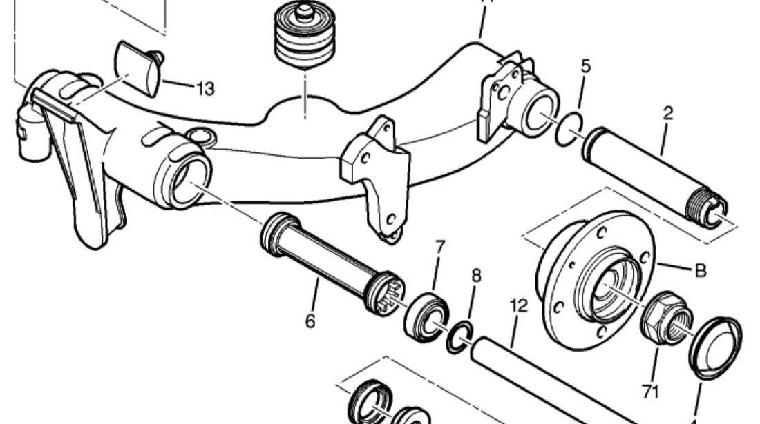 Kit reparatie bara torsiune punte spate Citroen C5 II (cu surub) BIRTH 75472408