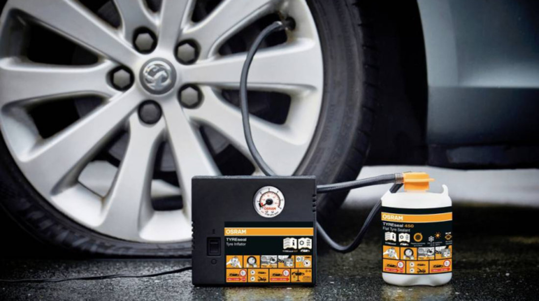 Kit Reparatie Etansare Reparat Anvelope Compresor + Solutie Osram TYREseal Kit 450ML OTSK4