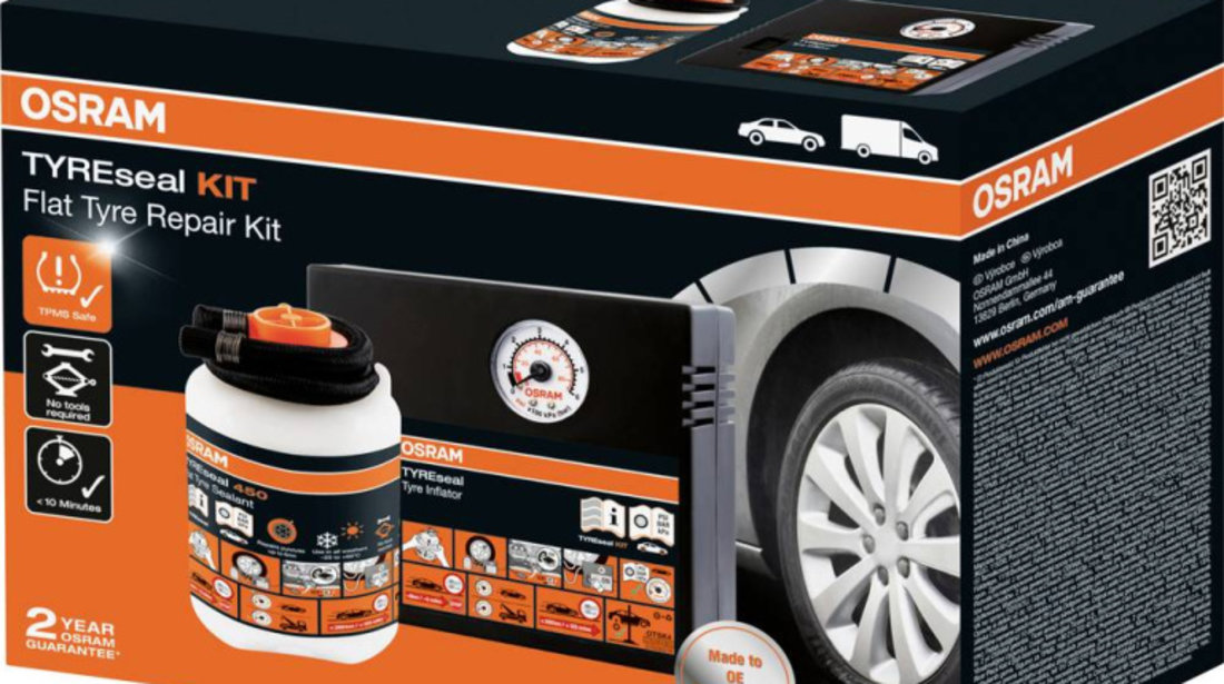 Kit Reparatie Etansare Reparat Anvelope Compresor + Solutie Osram TYREseal Kit 450ML OTSK4