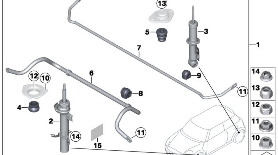 Kit reparatie flansa amortizor telescop punte spate Mini Cooper KAYABA SM5444