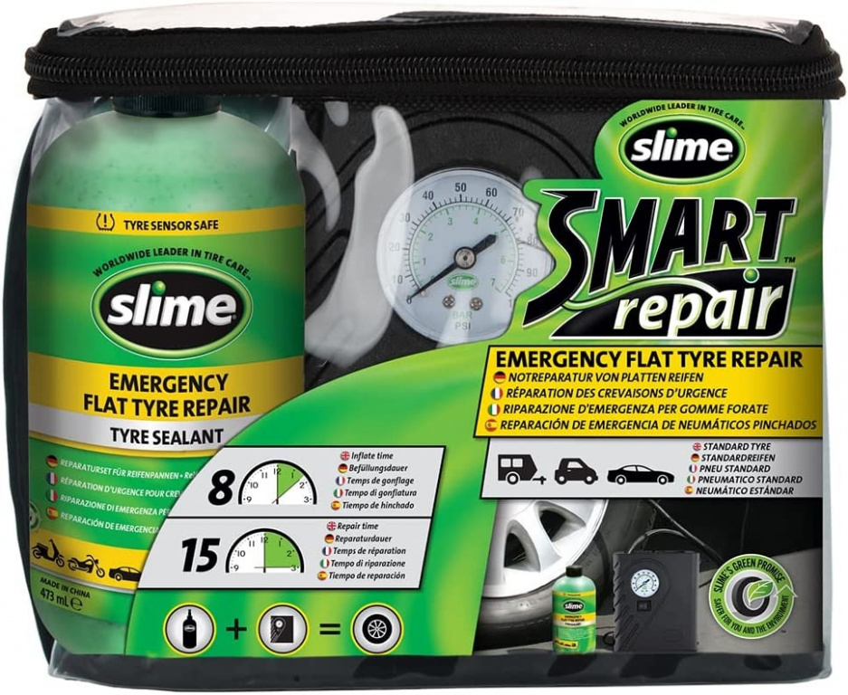 Kit Reparatie Pana Solutie Etansare Anvelope + Compresor Slime 473ML 210619-1
