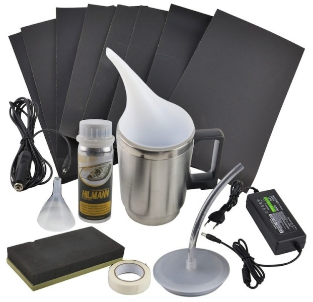 Kit Restaurare Faruri Auto Cu Polimer Lichid 600ML Include Accesorii Si Alimentare Duala 12V / 220V HL4164 091025-1