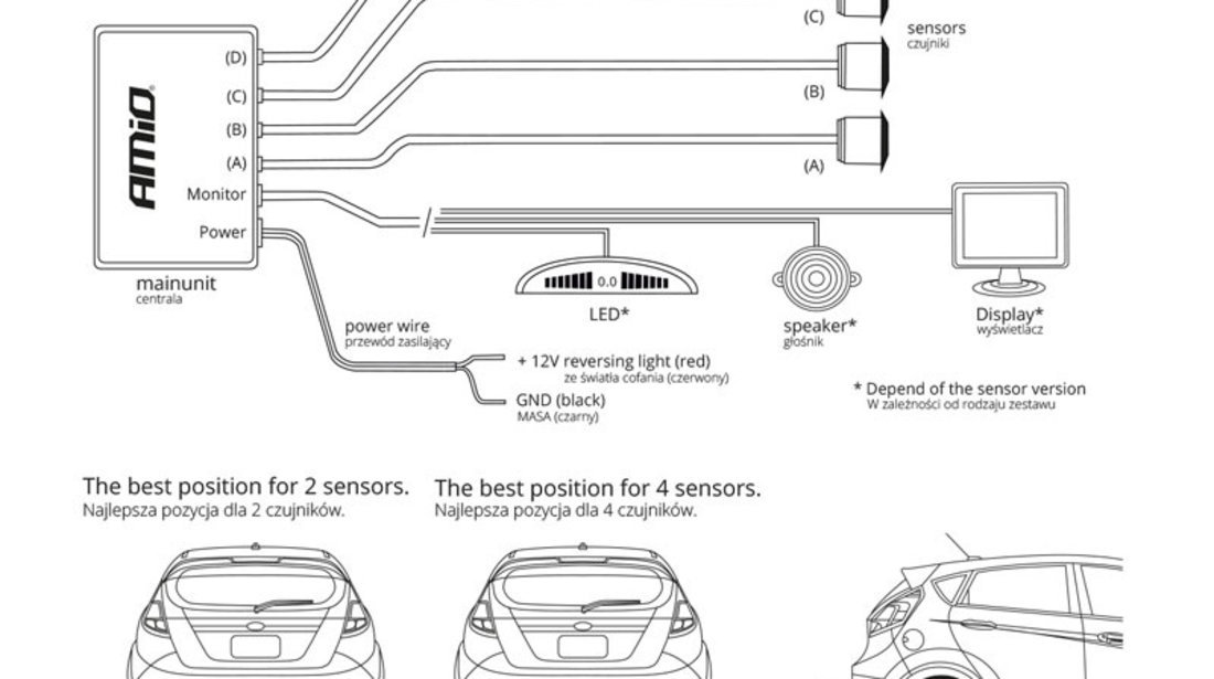 Kit Senzori Parcare Amio 4 Buc Argintiu Buzzer 01021