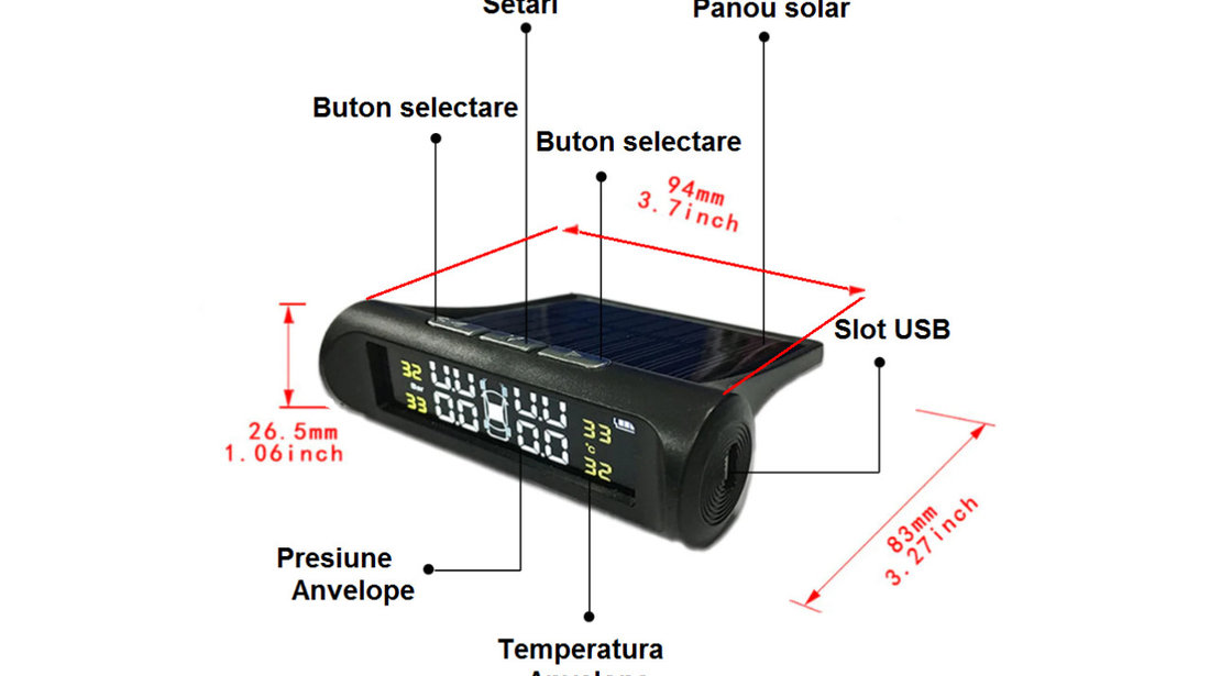 Kit solar universal de presiune și temperatură anvelope/roti