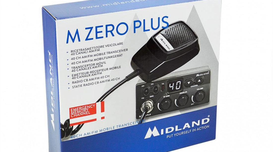 Kit Statie Radio CB Midland M Zero Plus + Antena Pni Extra 45 Cu Magnet MID-PACK22