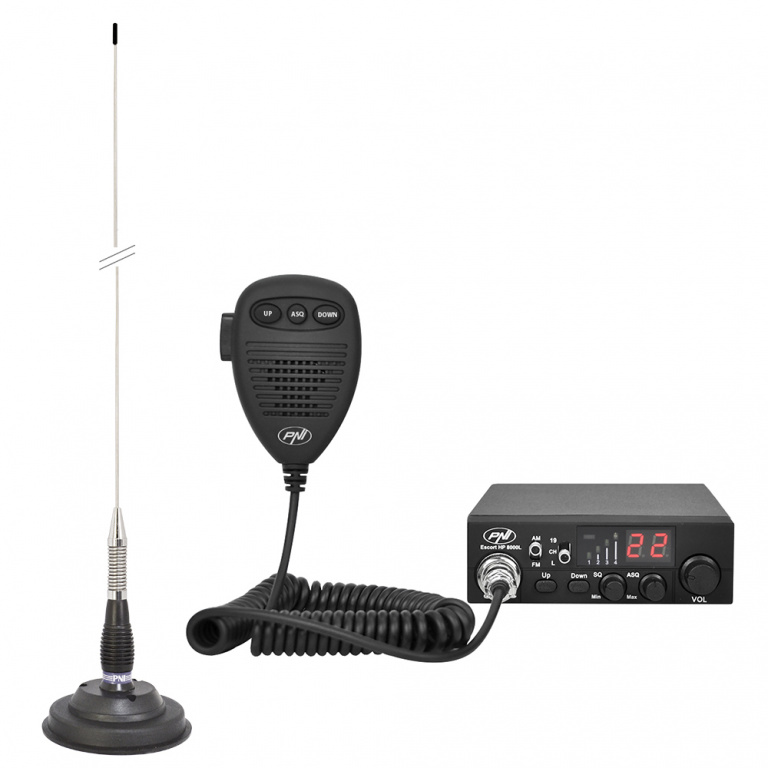 Kit Statie radio CB PNI ESCORT HP 8000L ASQ + Antena CB PNI ML100 PNI-PACK30