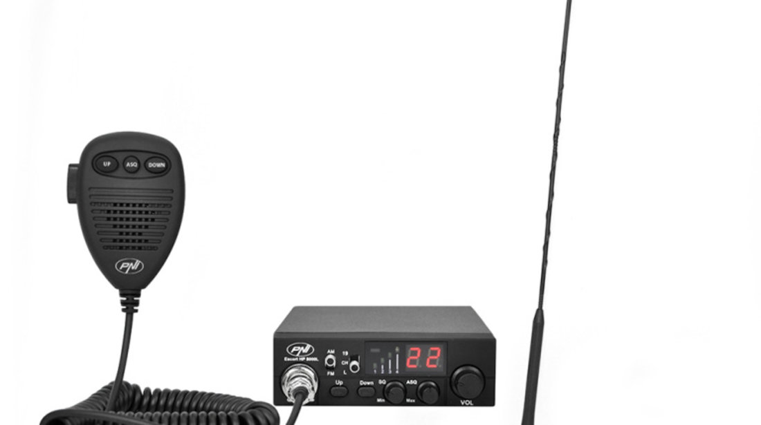 Kit Statie radio CB PNI ESCORT HP 8000L ASQ + Antena CB PNI Extra 45 cu magnet PNI-PACK8