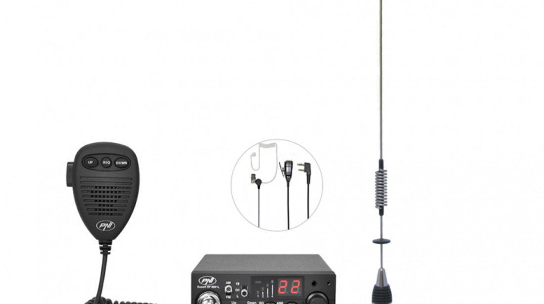 Kit Statie radio CB PNI ESCORT HP 8001L ASQ + Casti HS81L + Antena CB PNI ML70 cu magnet inclus PNI-PACK5