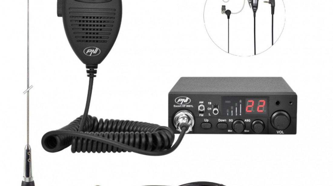 Kit Statie radio CB PNI ESCORT HP 8001L ASQ + Antena CB PNI ML145 cu magnet 145/PL PNI-PACK57