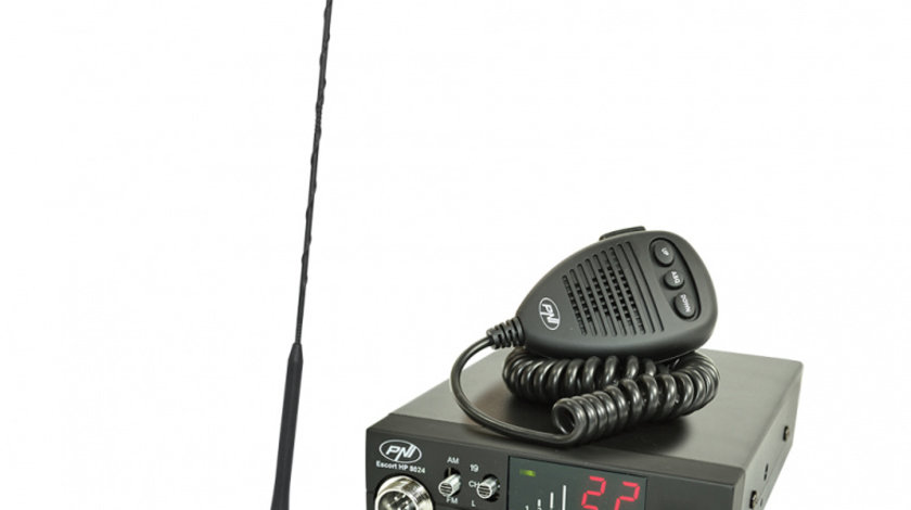 Kit Statie radio CB PNI ESCORT HP 8024 ASQ 12/24V + Antena CB PNI Extra 45 cu magnet PNI-PACK11