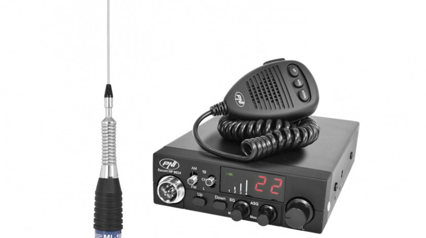 Kit Statie radio CB PNI ESCORT HP 8024 ASQ + Antena CB PNI ML160 cu magnet PNI-PACK15