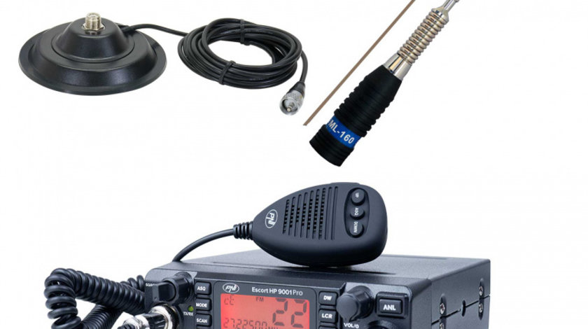 Kit Statie radio CB PNI ESCORT HP 9001 PRO ASQ + Antena CB PNI ML160 cu magnet 145/PL PNI-PACK100