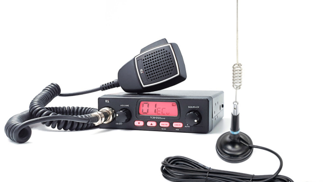 Kit Statie radio CB TTi TCB-550 EVO + Antena CB PNI ML29, lungime 34 cm TTI-PACK70