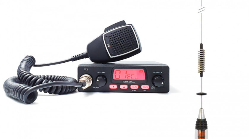Kit Statie radio CB TTi TCB-550 EVO + Antena PNI ML70 cu magnet, 70cm, 26-30MHz, 200W TTI-PACK56