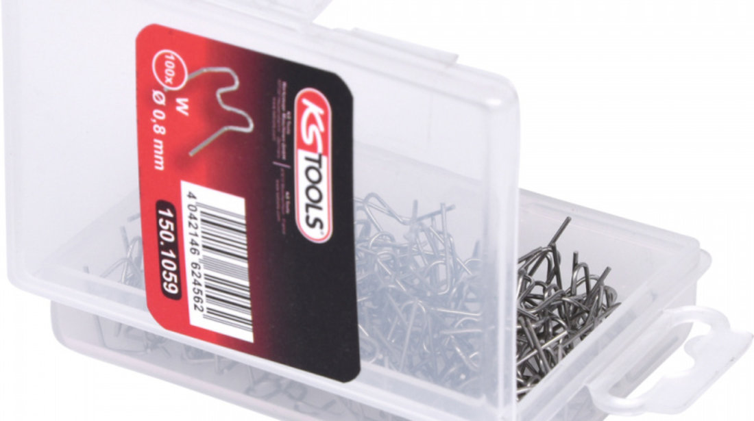 Ks Tools Cleme Pentru Reparatie Materiale Plastice Forma W Ø 0,8 mm 100 De Bucăți 150.1059