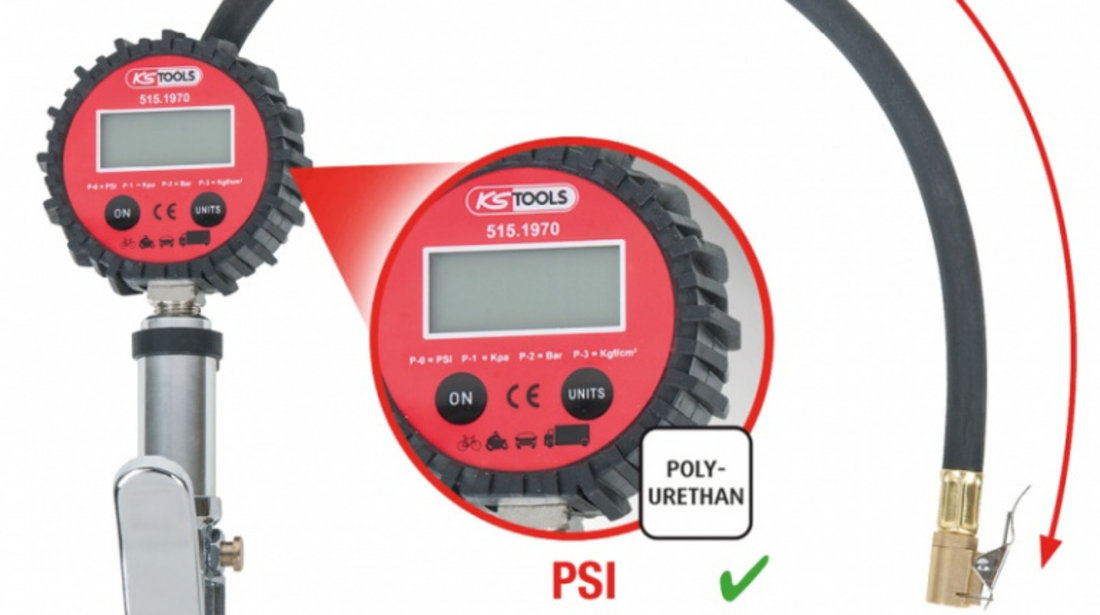 Ks Tools Manometru Presiune Roti Digital 0-14 Bar 515.1970