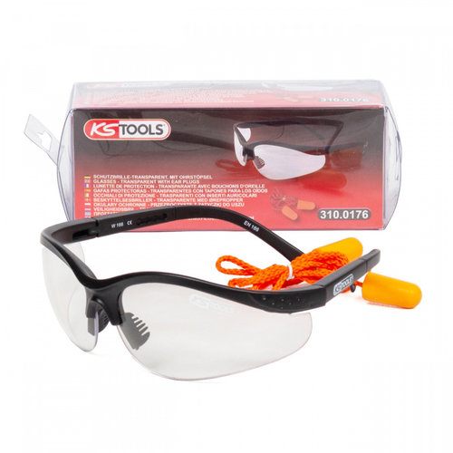 Ks Tools Ochelari Protectie Transparenti Cu Dopuri Pentru Urechi UV400 310.0176
