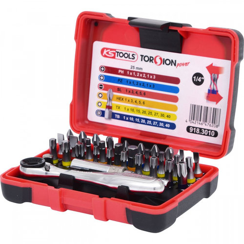 Ks Tools Trusa 32 Buc Biti + Surubelnita 1/4&quot; Torison Power 918.3010