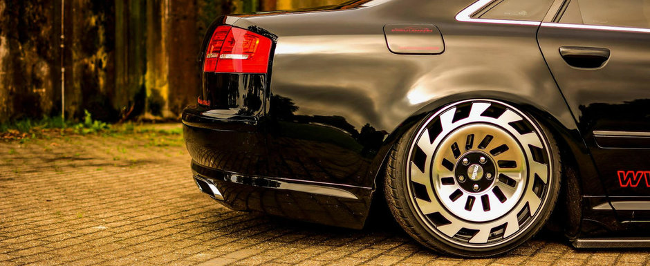 L-au lasat pe burta si i-au pus cele mai neobisnuite jante. Vechiul Audi A8 D3, asa cum nu l-ai mai vazut niciodata L-au lasat pe burta si i-au pus cele mai neobisnuite jante. Vechiul Audi A8 D3, asa cum nu l-ai mai vazut niciodata