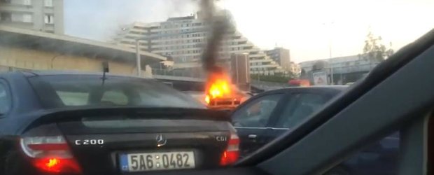 Lamborghini Gallardo in flacari, pe strazile din Praga