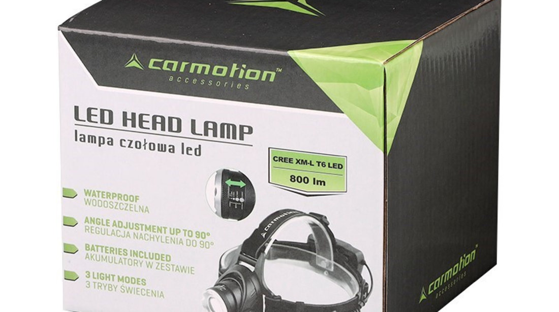 Lampă Frontală, Led Cree 9w, 800 Lm, Baterii Reîncărcabile 4200 Mah Carmotion 86259