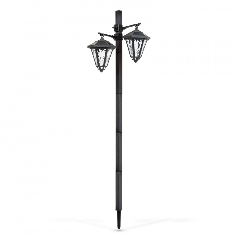 Lampă solară LED - felinar - 137 cm - negru - alb rece 11404B